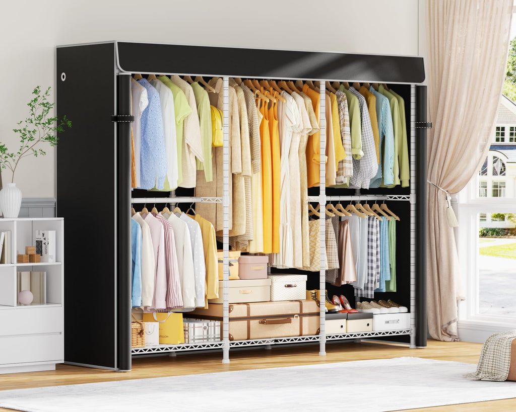 E14C Pro Heavy Duty Closet Organizer System, Freestanding Clothing Racks for Hanging Clothes, Adjustable Garment Rack