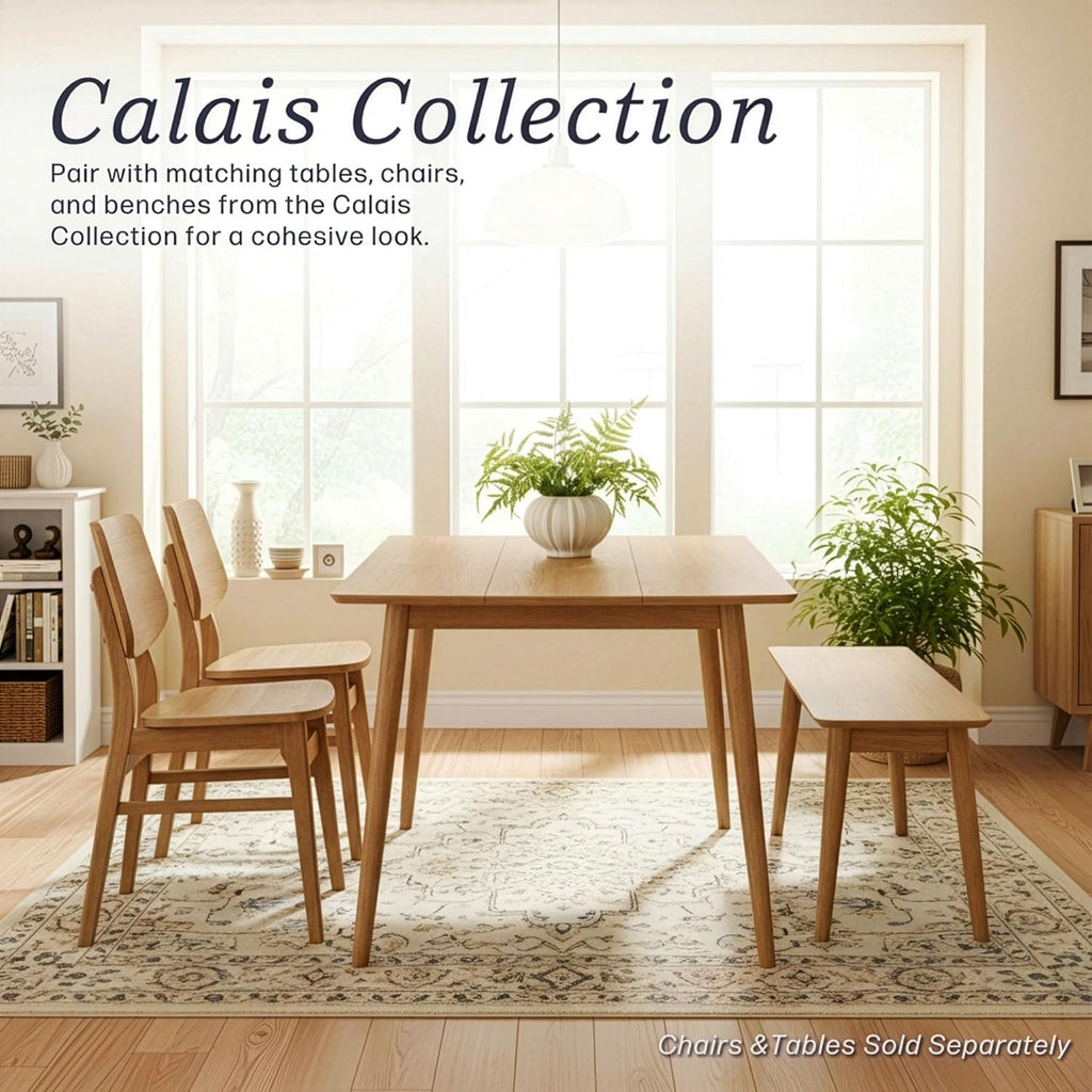 Calais Dining - Mid Century Modern 59-Inch Rectangular Dining Table for 4 - Solid Wood Kitchen and Dining Room Table