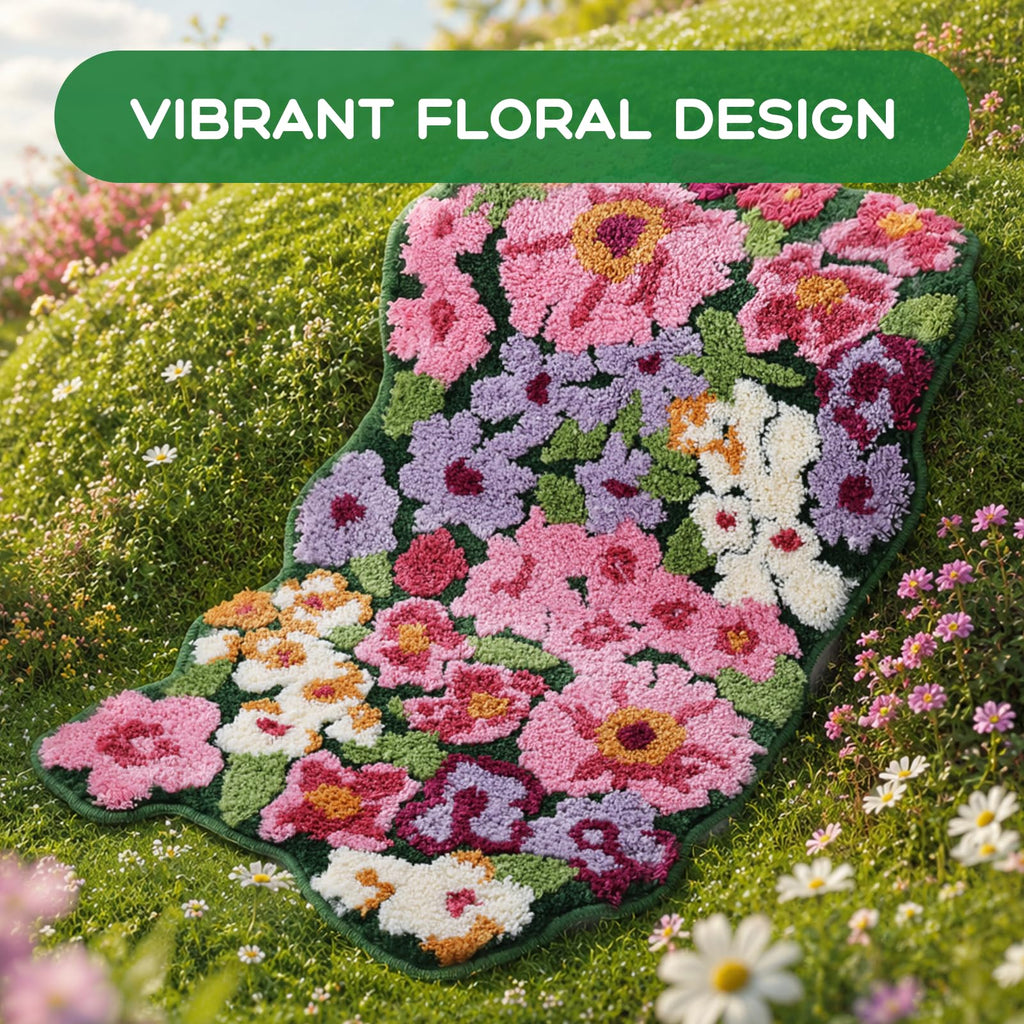 Floral Bath Mat, Cute Bath Mat, 32'' x 20'', Green