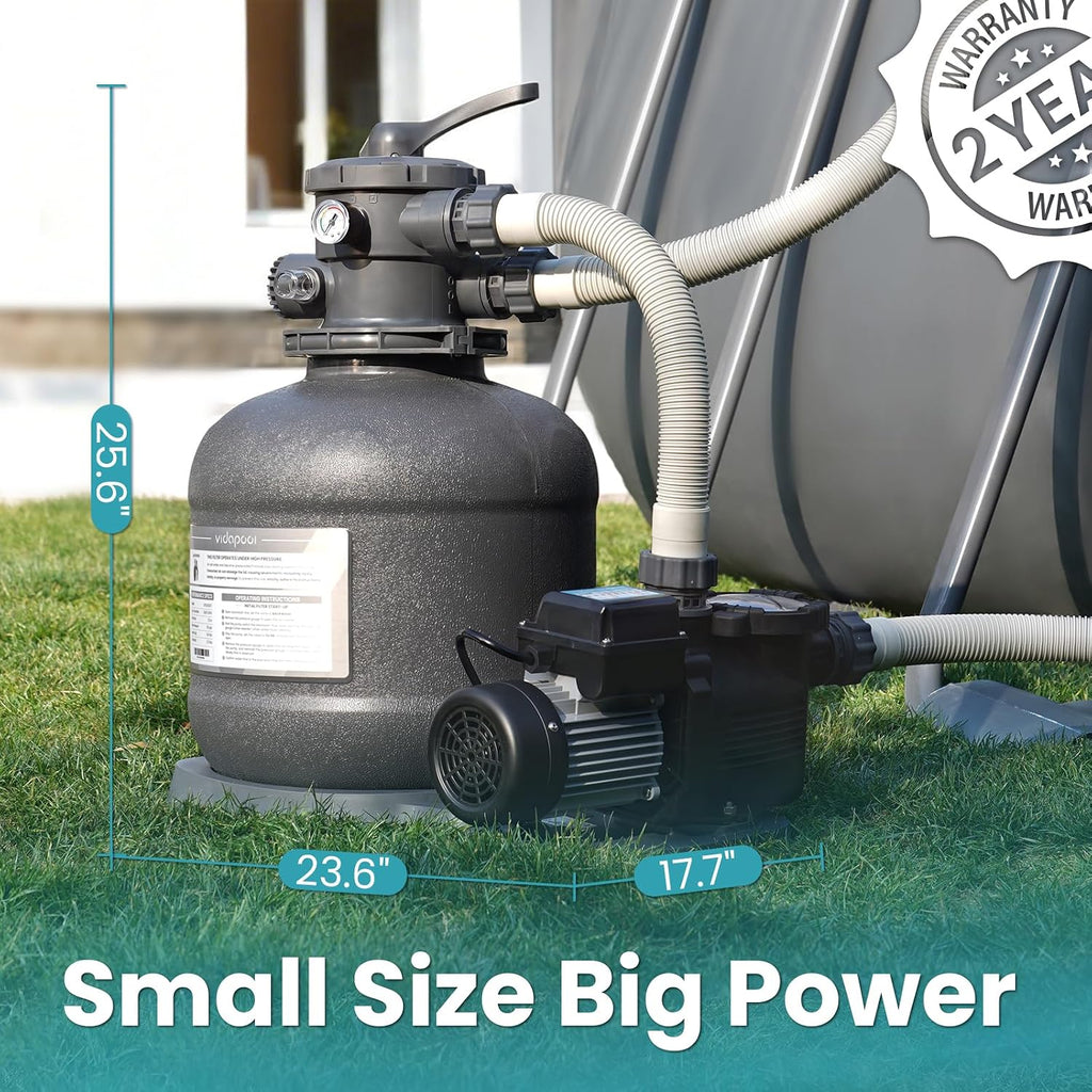 15" Sand Filter Pump for Above Ground Pool with Timer | 3/4HP 3800GPH Pool Pumps Above Ground for Pools Up to 15,000