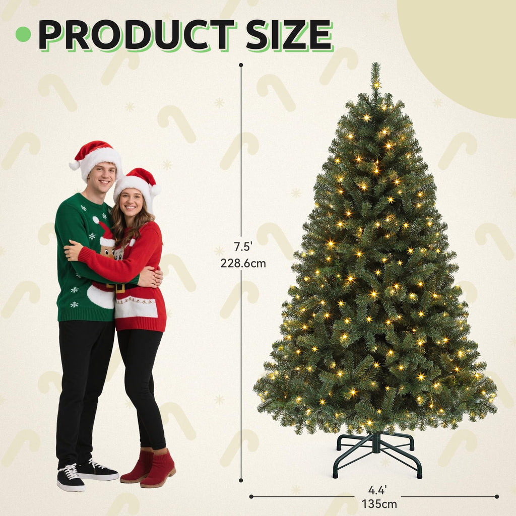 7.5FT Pre-Lit Classic Christmas Tree with 550 LEDs & Remote