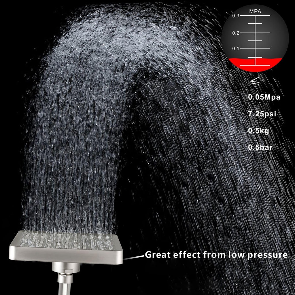 High Pressure Rain Shower Head - Luxury Modern Look - The Adjustable Replacement For Your Bathroom Showerhead - 6"