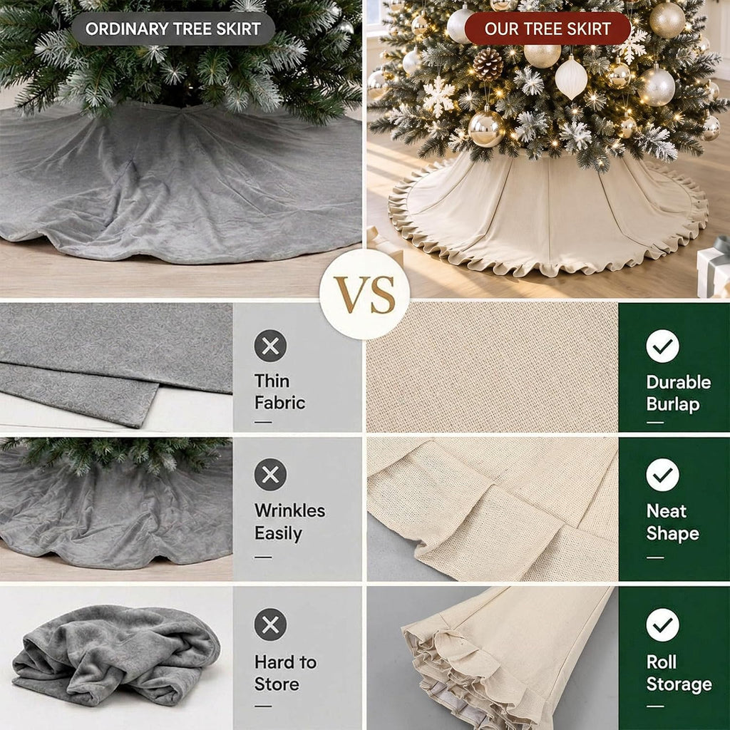 21in Burlap Christmas Tree Skirt Collar Farmhouse Xmas Tree Base