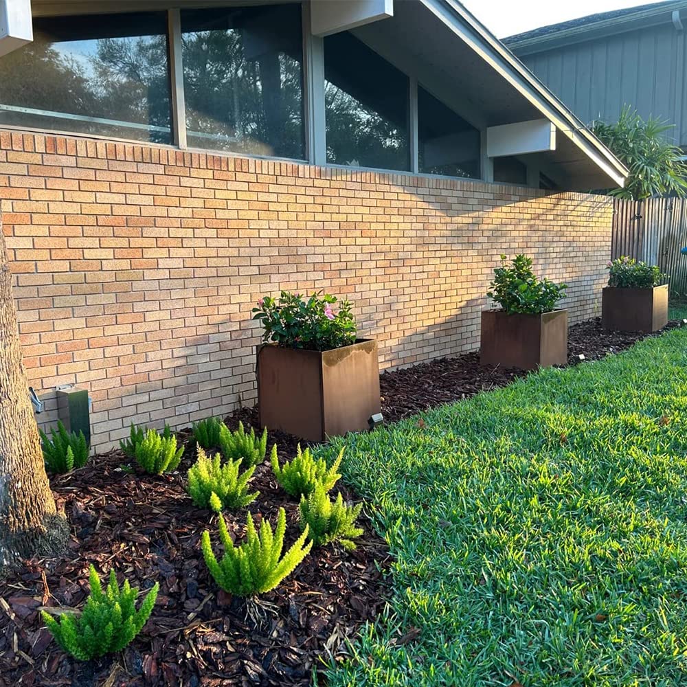 Corten Steel Planter Box Outdoor Planter Metal Square 20 Inch Large Steel Planter Box Rustic Cube Patina Tall Plant