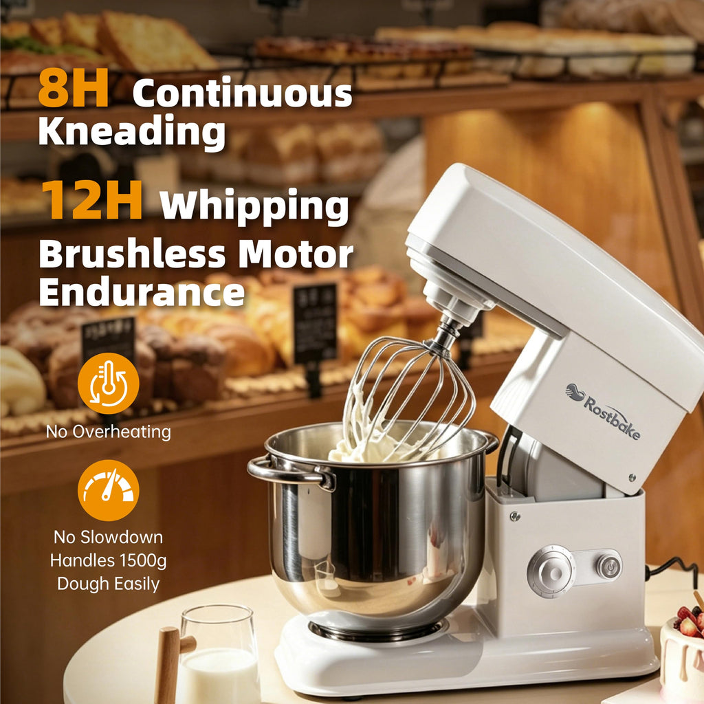 7.4QT Stand Mixer, Ice Cooling Bowl, 11-Speed Dial, White