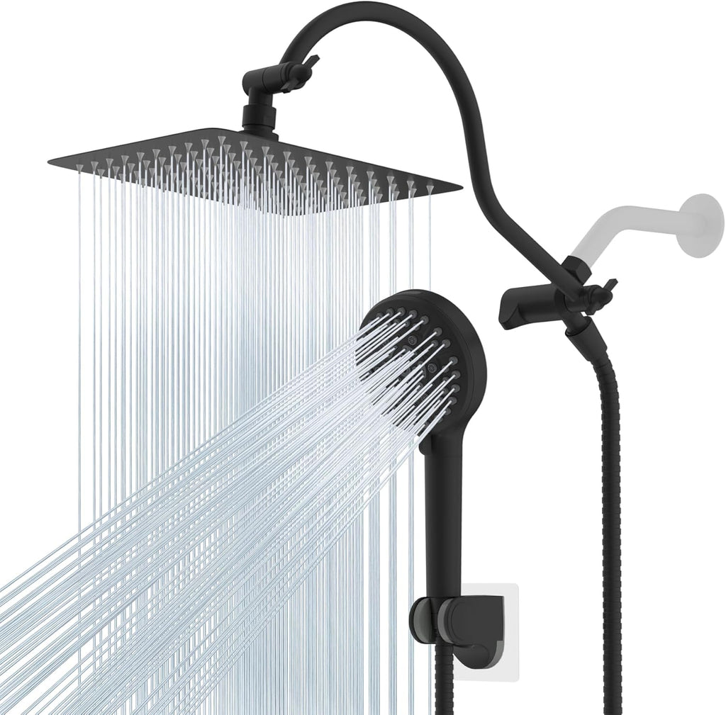 All Metal High Pressure Rainfall 10'' Shower Head, CUPC Certified Handheld Showerhead Combo
