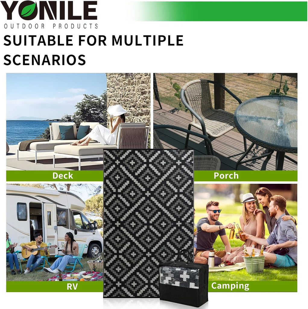 Outdoor Rug Waterproof, Reversible Outdoor Plastic Straw Rug