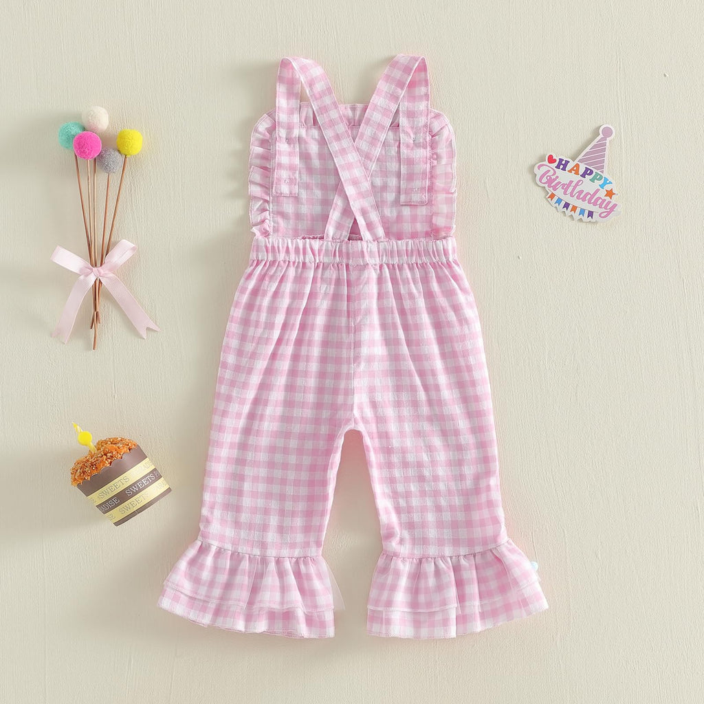 Toddler Baby Girl Easter Outfit Bunny Overalls Bell Bottoms Rabit Romper Jumpsuit Old Clothes (Birthday