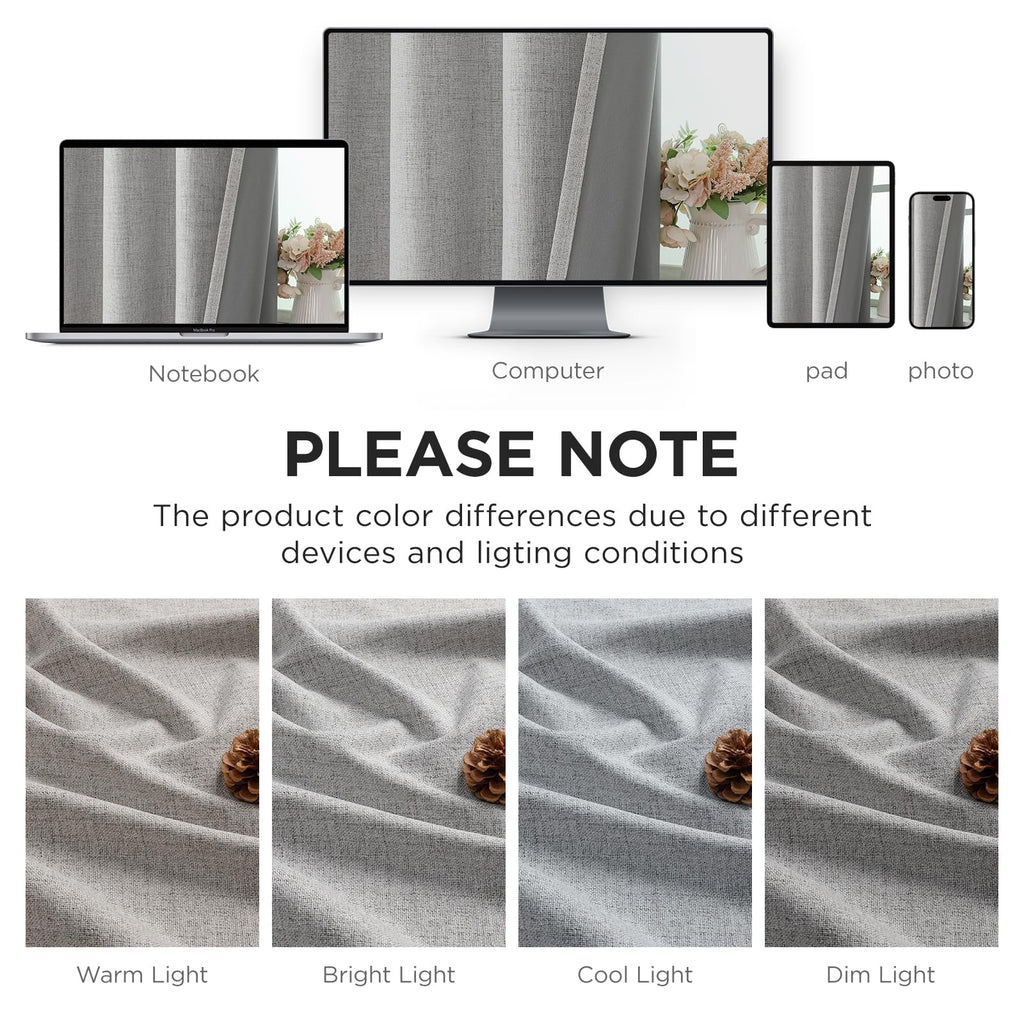 Blackout Curtains 96 Inches Long, Light Blocking Curtains 2 Panels with Grommets, Thermal Insulated, Noise Reducing