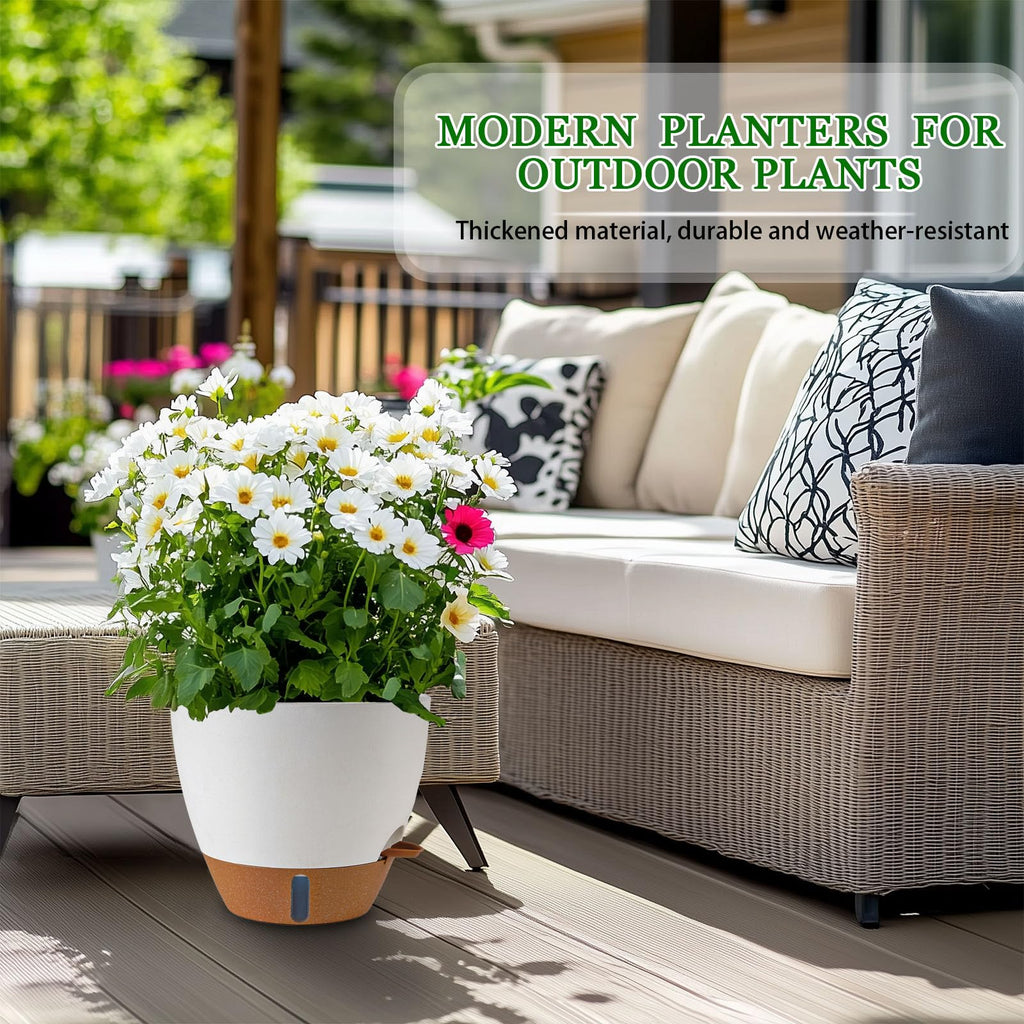 2 Pack 10 inch Plant Pots, Plastic Self Watering Planters
