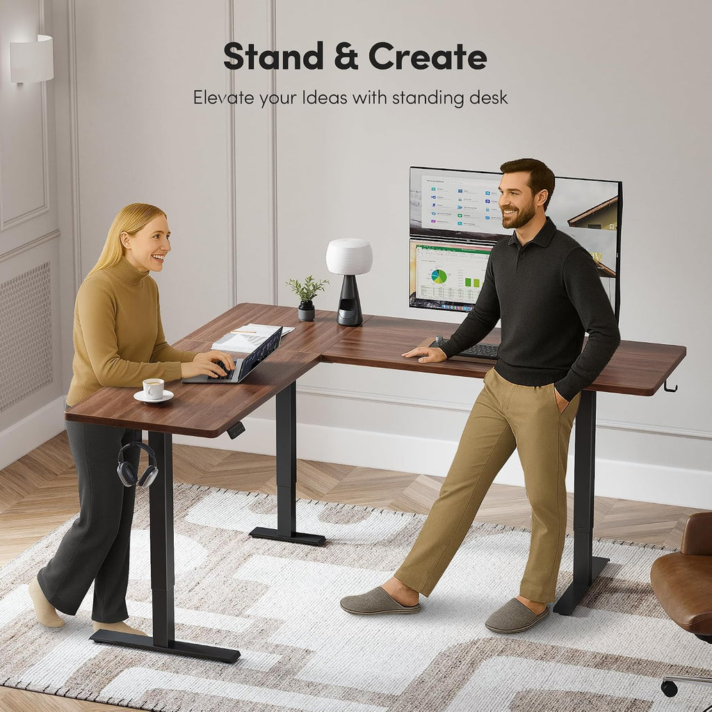 63" x 55" L Shaped Standing Desk Adjustable Height, Electric Stand up Corner Computer Desk, Sit Stand Home Office