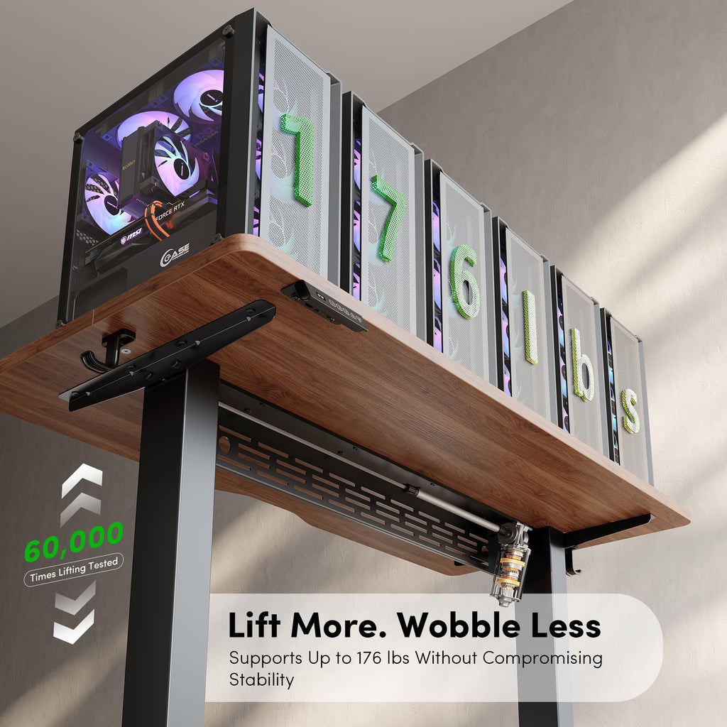 Electric Standing Desk with L-Shaped Crossbar & Cable Management System, 48 x 24 Inches Sit Stand up Desk, Adjustable