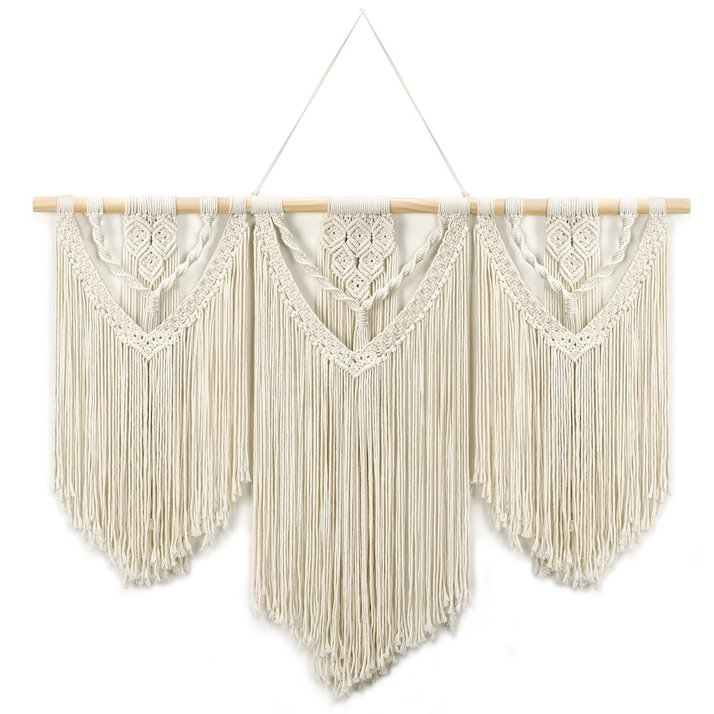 Macrame Wall Hanging, 43"x32" Boho Wall Tapestry, Large Wall Art, Gallery, Office (Weave)