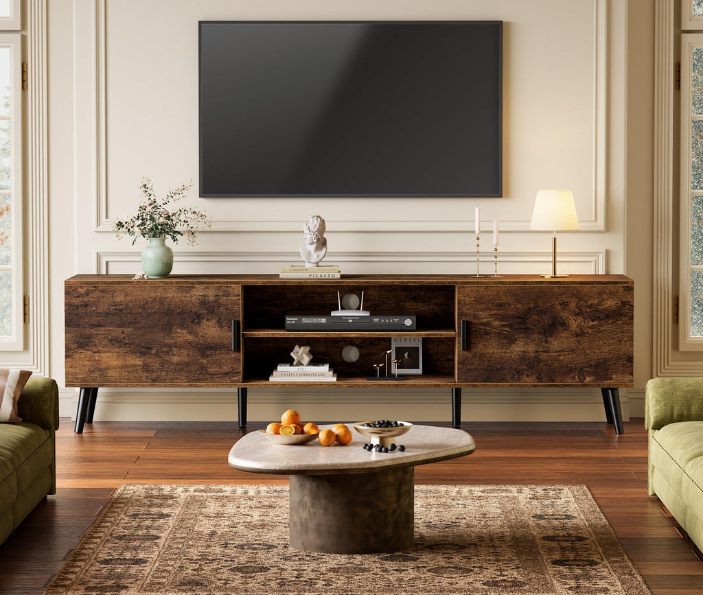TV Stand for 55, 65 Inch TV, 63 Inch Entertainment Center with Adjustable Shelf, 2 Cabinets, TV Console Table, Media