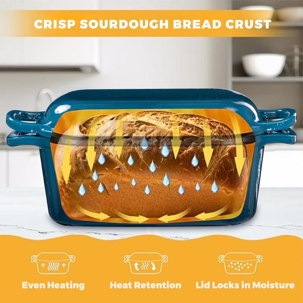 Oval Enameled Cast Iron Dutch Oven for Sourdough Bread Baking