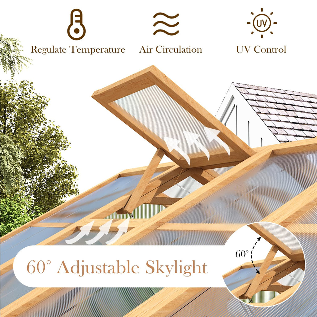 6x8 FT Wooden Greenhouse for Outdoors