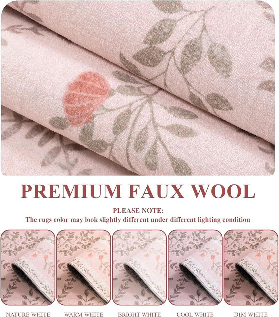 5x7 Pink Floral Rug