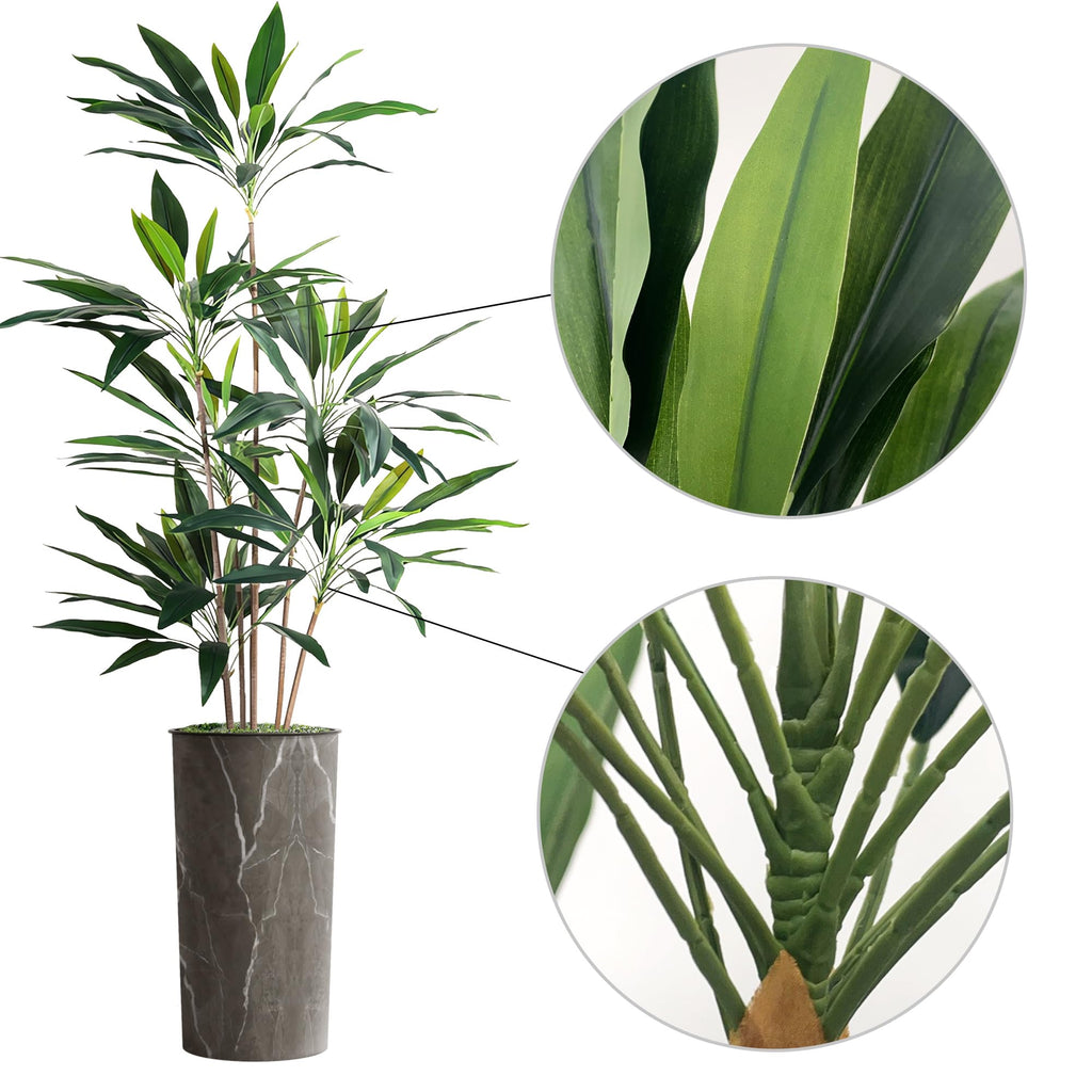 Artificial Tree in Modern Granite Effect, Fake Dracaena Tree Silk Tree for Indoor and Outdoor Home Decoration - 66"