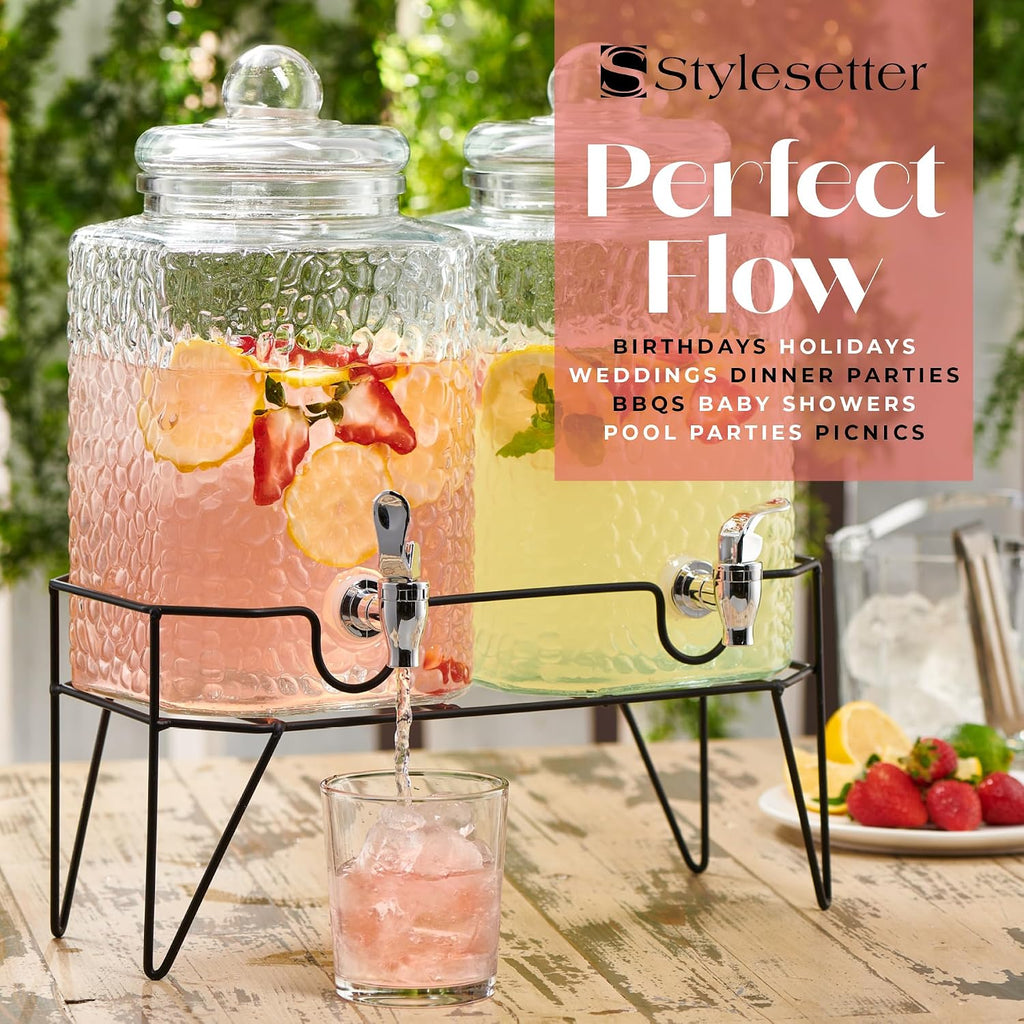 Premium Glass Drink Beverage Dispensers, 1.5 Gal - Set of 2