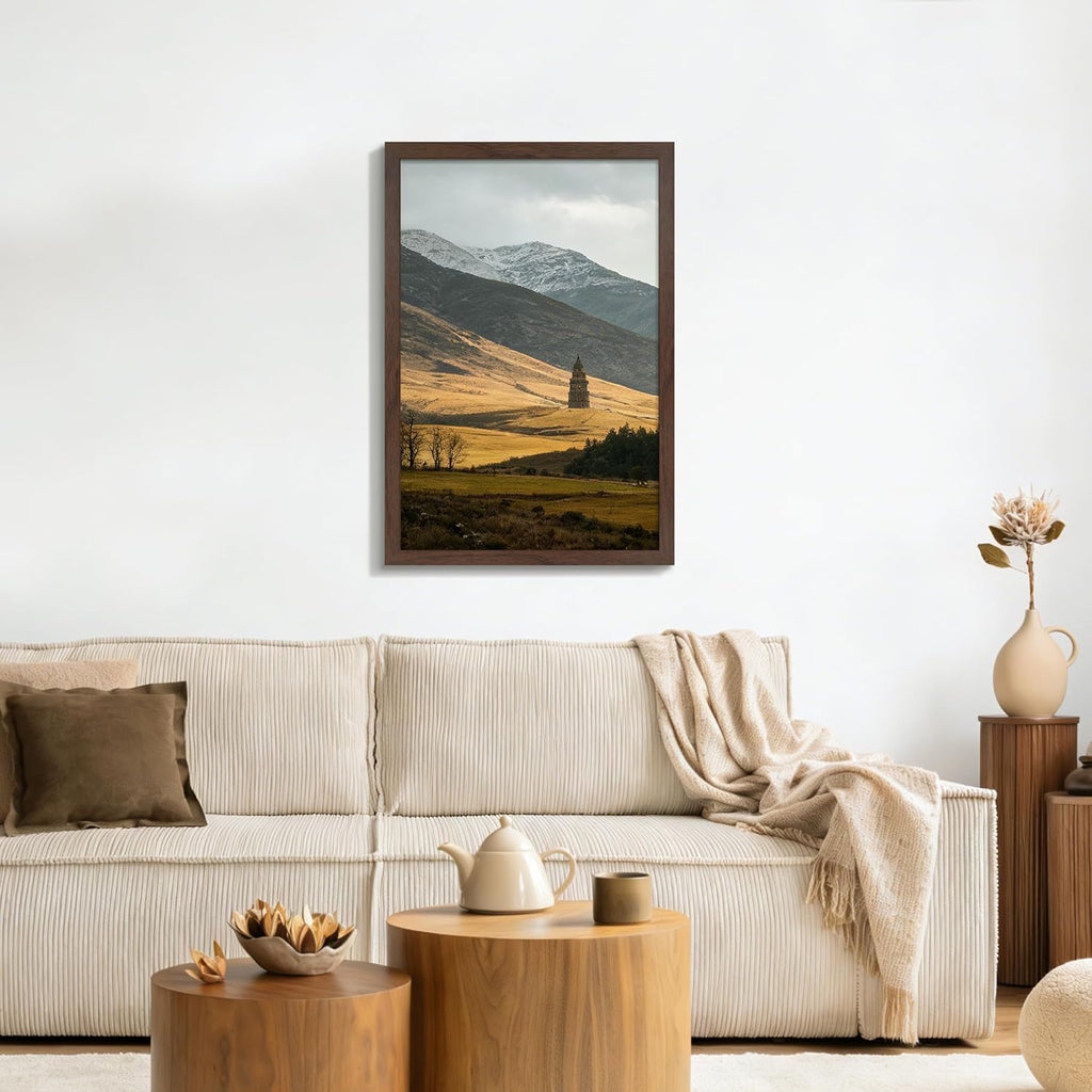 24x36 Poster Frame Walnut Woodgrain, with Plexiglass and Wall Mount | Poster Frames 24 x 36 inches or 24x36 Picture