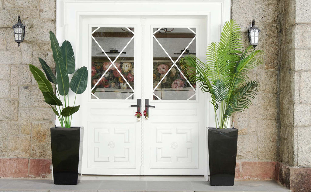 30" Tall Planters Set of 2, Outdoor Planters, Black