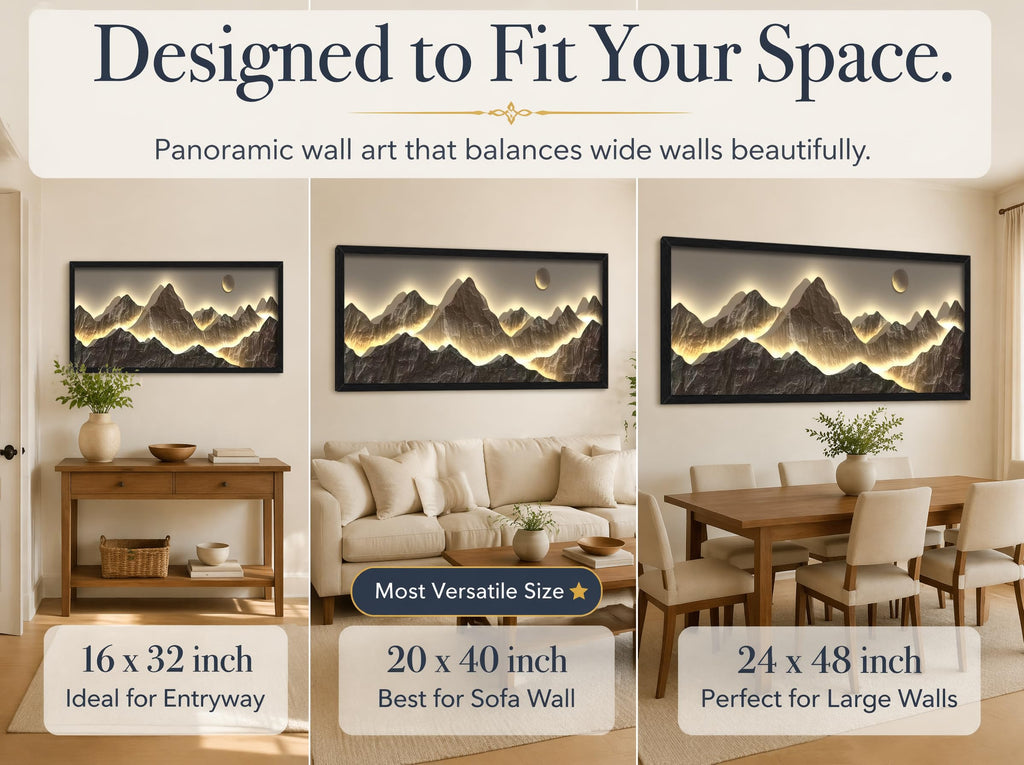 Large Framed Modern Mountain Wall Art Abstract Landscape Canvas Wall Decor
