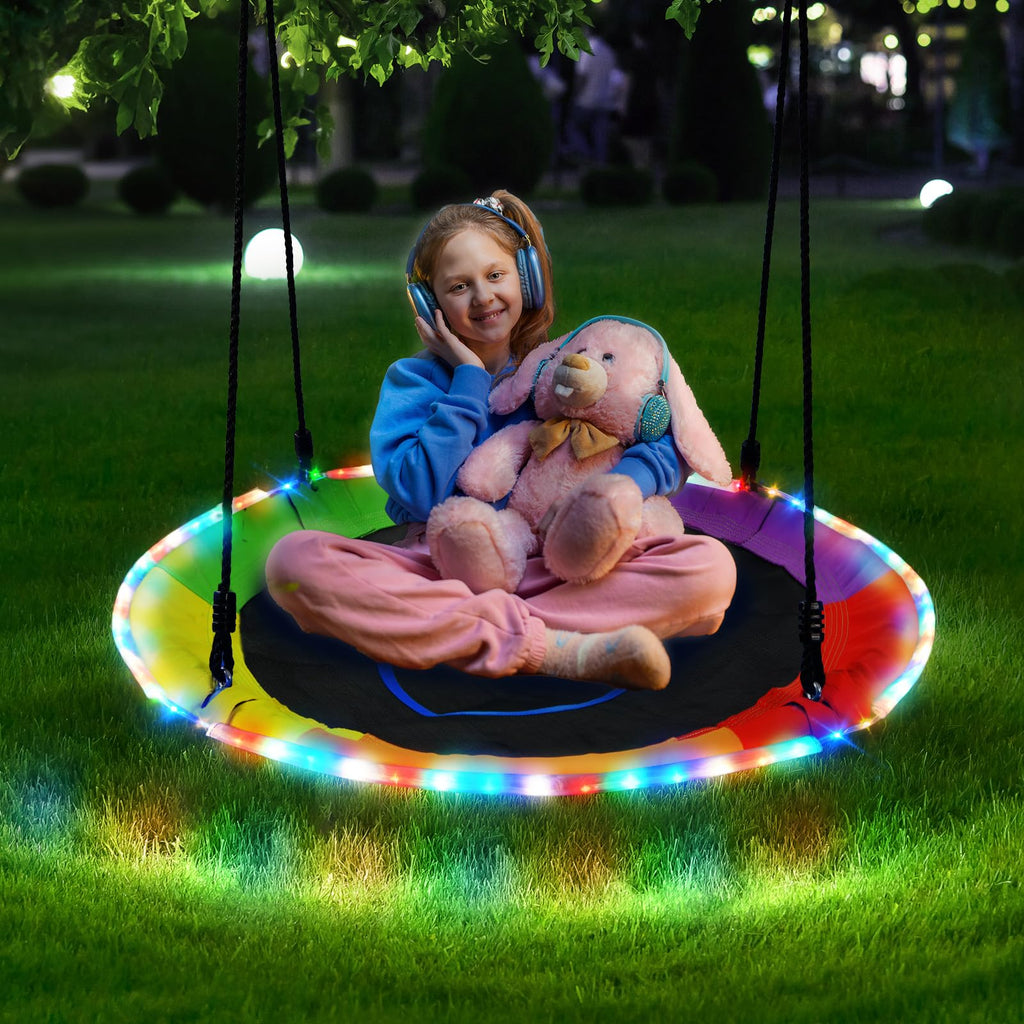 40" Saucer Tree Swing with LED Lights, Heavy Duty