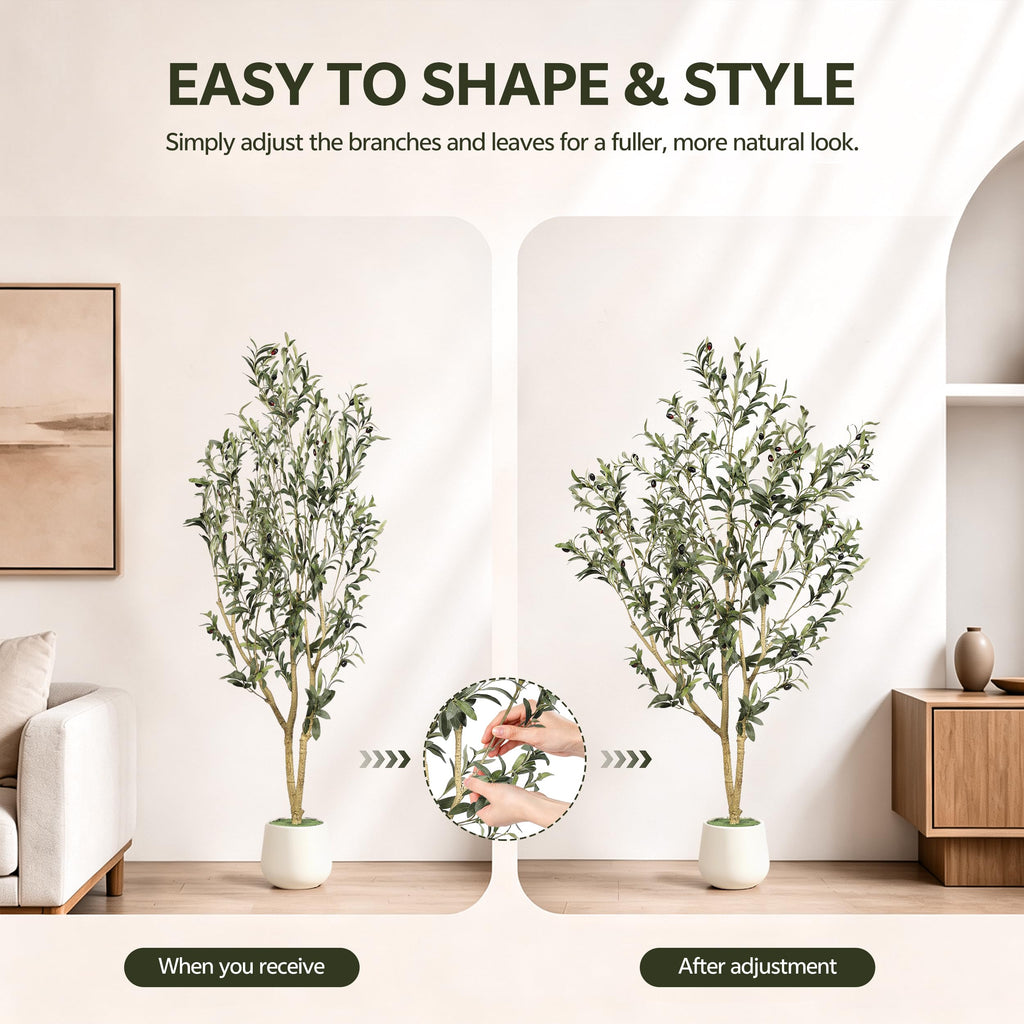 5ft Olive Trees Artificial Indoor with White Tall Planter
