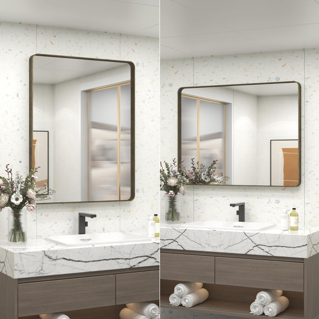 24x32 Inch Brushed Bronze Bathroom Vanity Mirror