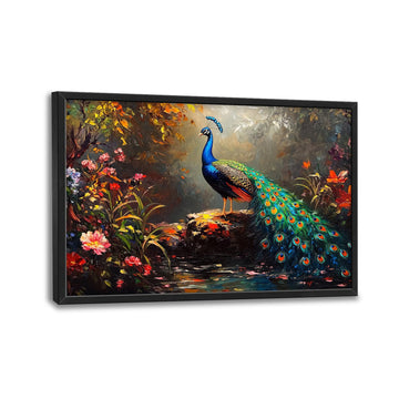 Large Blue Peacock Canvas Wall Art Decor 36''x24''