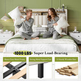 Queen Bed Frame, Upholstered Queen Bed Frame with 2 Storage Drawers and 2-Tier Headboard