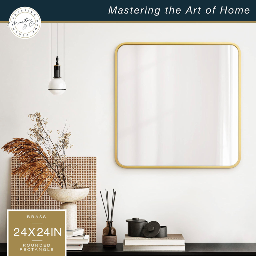 Master & Co. Metal Square Mirror, 24x24, Brass