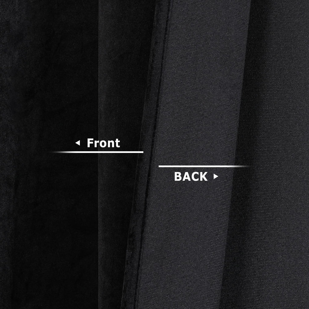 Midnight Black Velvet Blackout Curtains 52x120, 2 Panels