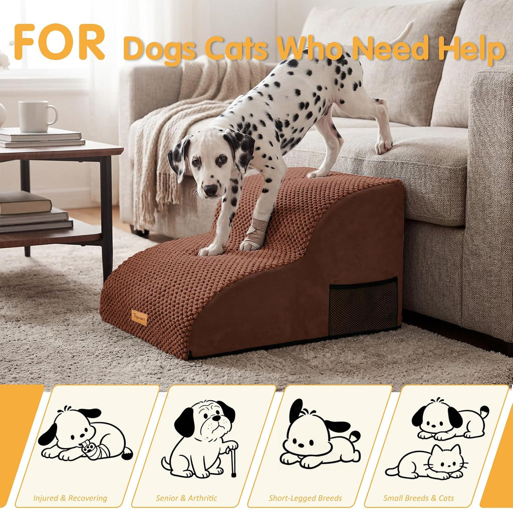 High Density Extended Foam Dog Ramp&Steps 2 Tiers, 11.8" High