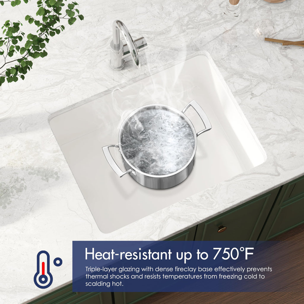 24 x 19 Inch Undermount or Drop In Fireclay White