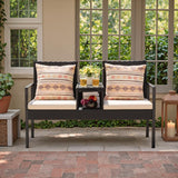 Greesum Patio Conversation Set Outdoor Wicker Furniture Sets with Soft Cushions and Built-in Coffee Table for Lawn