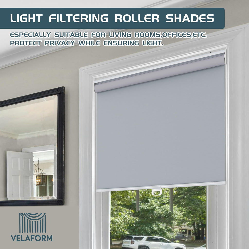 Cordless Roller Shades (, Grey), Spring Retract