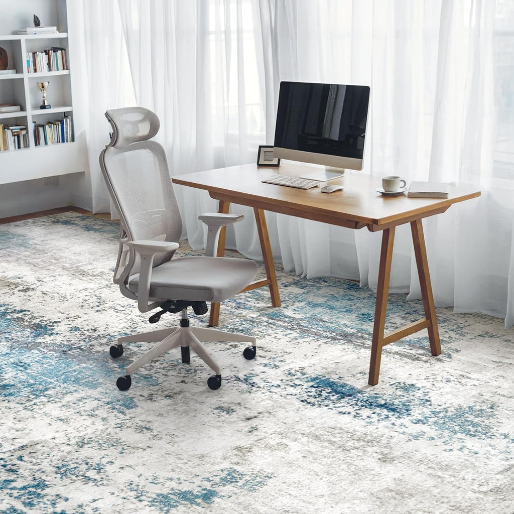Washable Area Rug Living Room Rugs 8X10 - Neutral Modern Abstract Rugs Soft Carpet with Non Slip Backing for Under