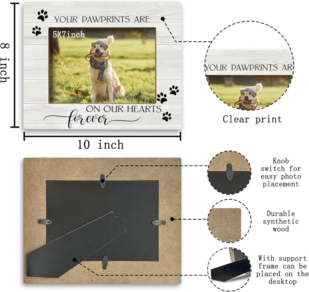 Your Pawprints are Forever in Our Heart Pet Memory Picture Photo Frame, Pet Dog Cat Memorial Picture Frames, Pet Loss