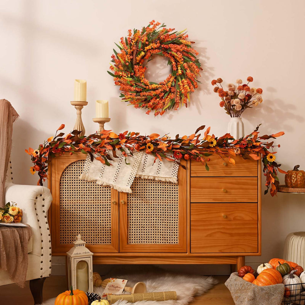 24 Inch Fall Wreaths for Front Door Outside