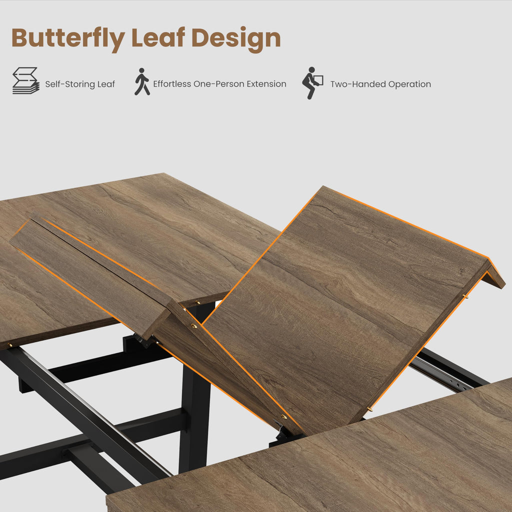 63-83" Extendable Dining Table, Industrial Rectangular Dining Room Table for 6-8 People, Expandable Kitchen Table