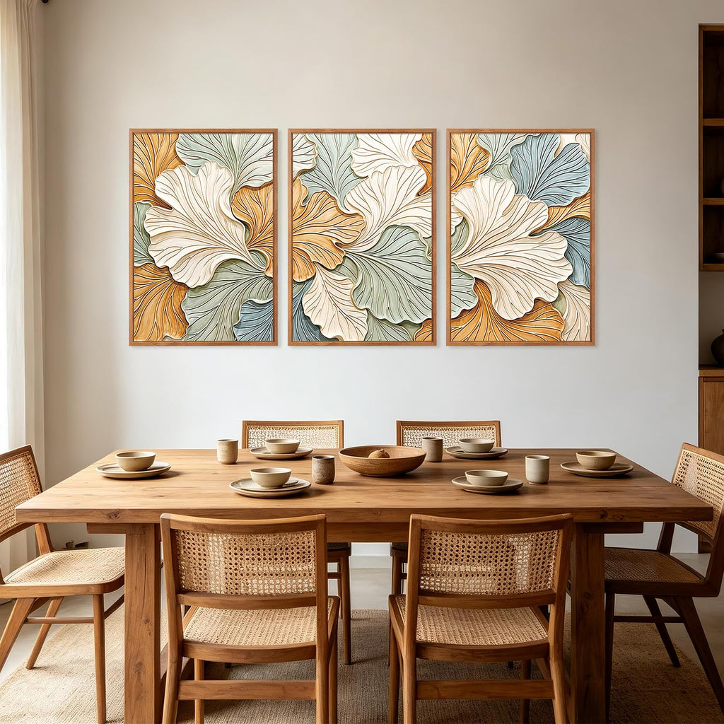 3D Large Ginkgo Leaf Wall Art, Neutral Boho Botanical Wall Decor