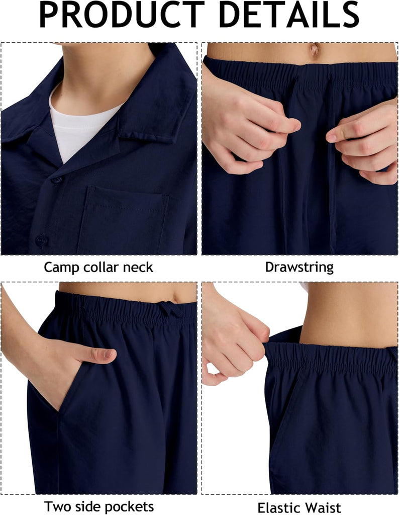Boys Short 2 Pieces Set Beach Vacation Outfits Texture Set Kids