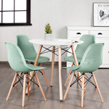 Set of 2 Modern Dining Chairs, Outdoor Indoor Shell PP Lounge Side Chairs with Mesh Design, Beech Wood Legs