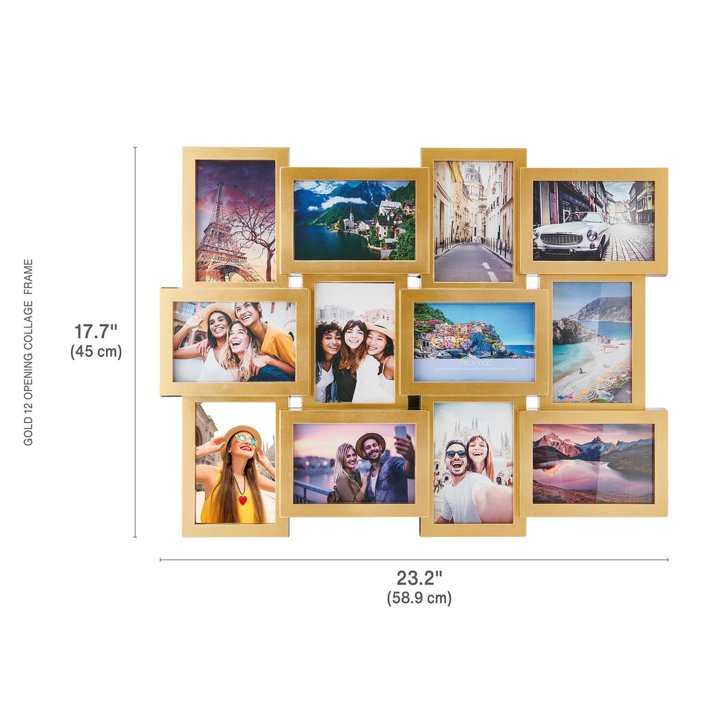 12 Opening 23.5x18 Gold Collage Picture Frame for Wall