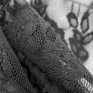 Black Giselle Floral Lace Fabric with 4 Way Stretch Polyester Spandex 58" Width Sheer Lightweight - Sold by The Yard