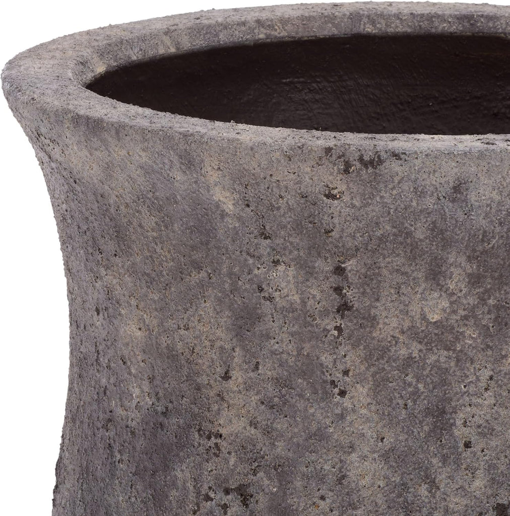 Outdoor - Remy Planter Pot with Drainage - Antique Brown Ficonstone Cement - Weather Resistant - Ideal , Garden