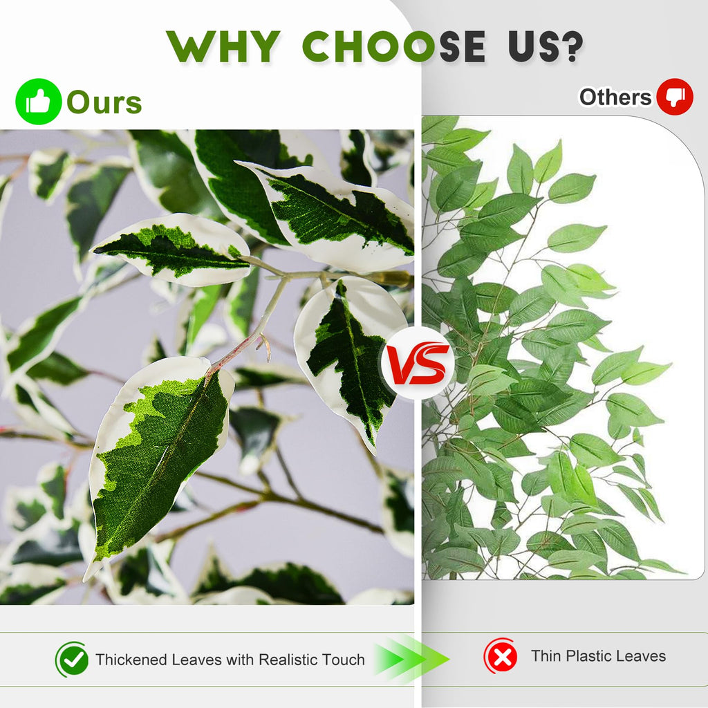 Large Artificial ficus Tree Tall Fake Pencil fig Trees Indoor Outdoor Realistic Floor Plant Faux Plastic Plants