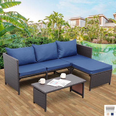 Valita Outdoor Furniture Set 3 Piece Patio Set Patio Conversation Sets Outdoor Sectional Sofa Patio Loveseat Coffee