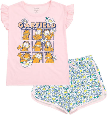 Girls T-Shirt and French Terry Dolphin Shorts Outfit Set Toddler to Big Kid - 14-16)